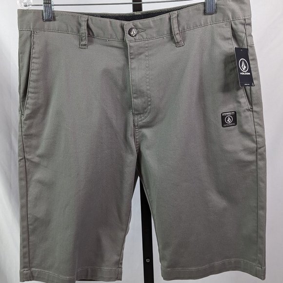 Volcom Other - VOLCOM Frickin Modern Stretch Chino Flat Front Shorts Gray Waist 33